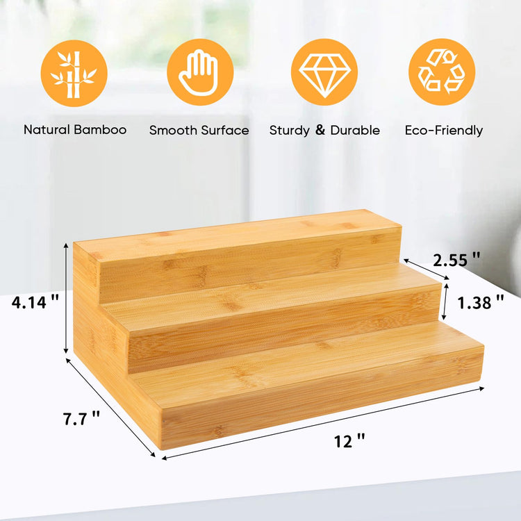 Bamboo Spice Rack Organizer for Cabinet 2 Pack