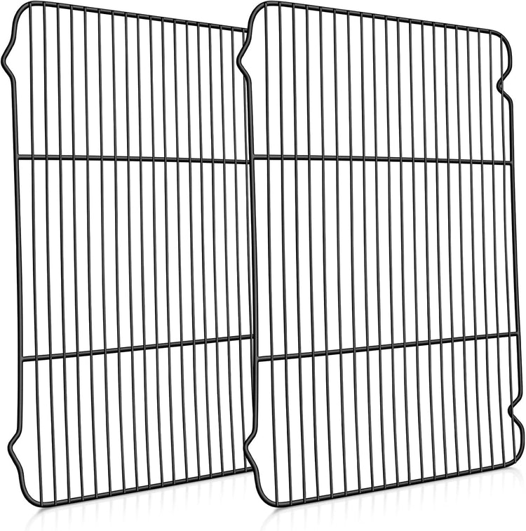 P&P CHEF Cooling Baking Rack Pack of 2, Stainless Steel Cooling Racks for Cooking Baking Roasting Grilling Drying, Dense Wires & Smooth Edge, Easy to clean, Black, 16.6" x 11.5"