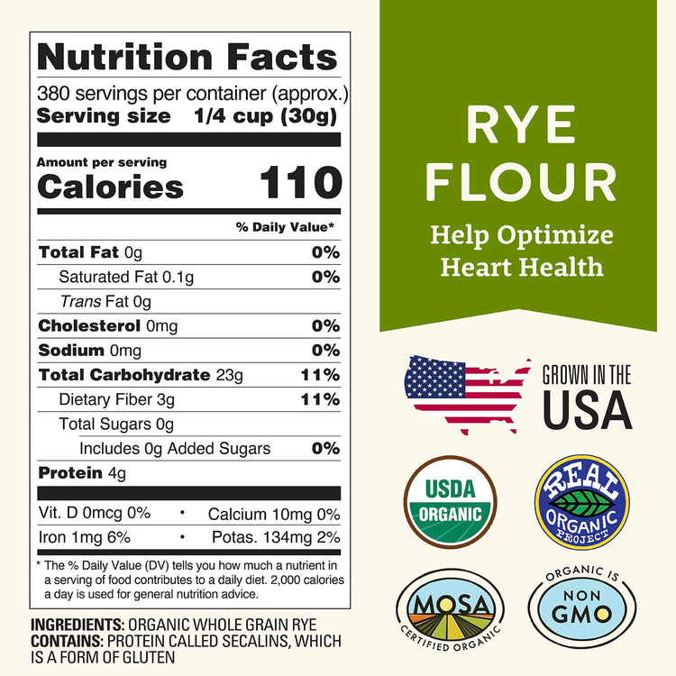 Organic Rye Flour 25 lb Bulk (400 Ounce)