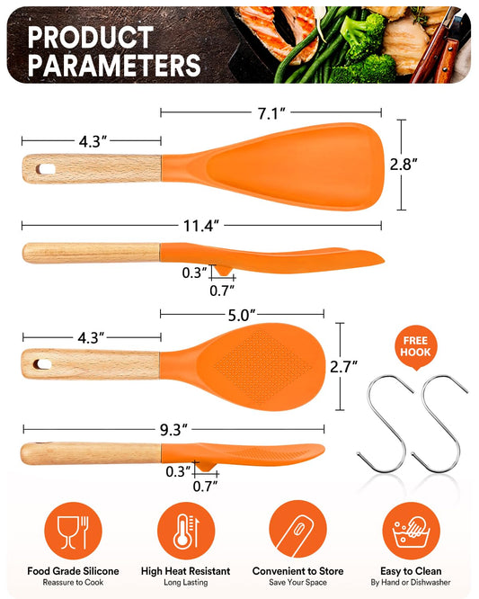 Cooking Spoon and Rice Scooper for Nonstick Cookware