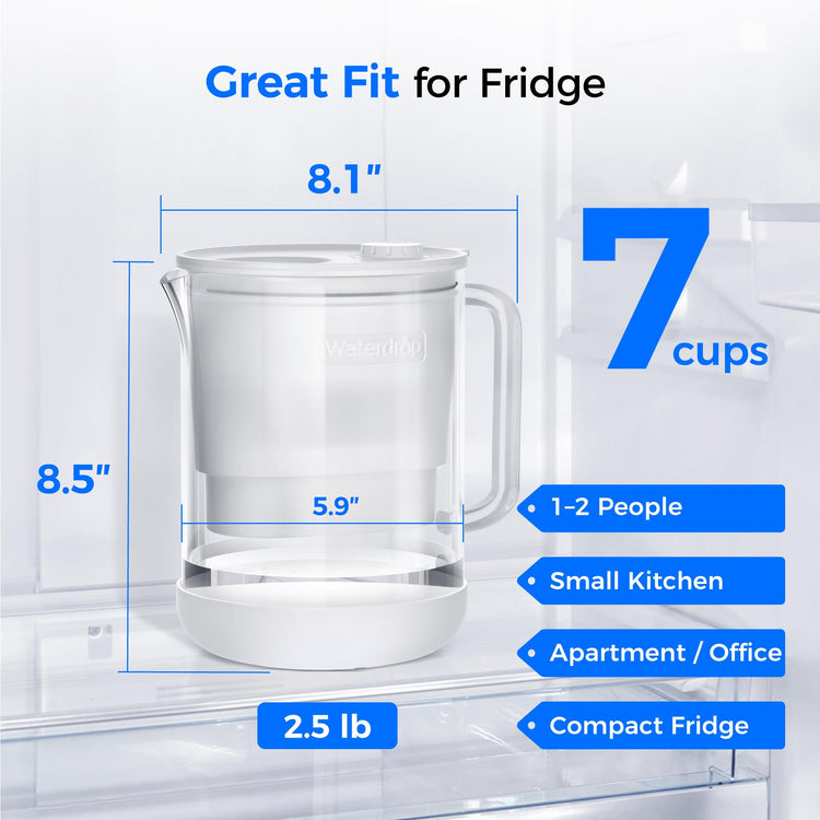 PT 72W Glass Water Filter Pitcher