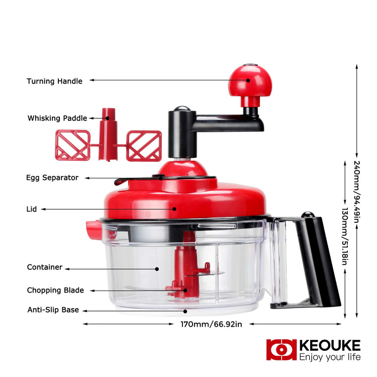 Hand Crank Food Chopper Red