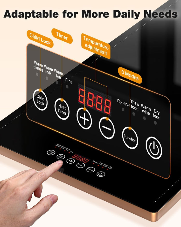 Electric Warming Tray (40''×12''), Adjustable Temperature, 10s Full Surface Heating, Smart Scheduling + Timer, Intelligent Digital Display, Food Warmer for Parties, Buffet, Home Use