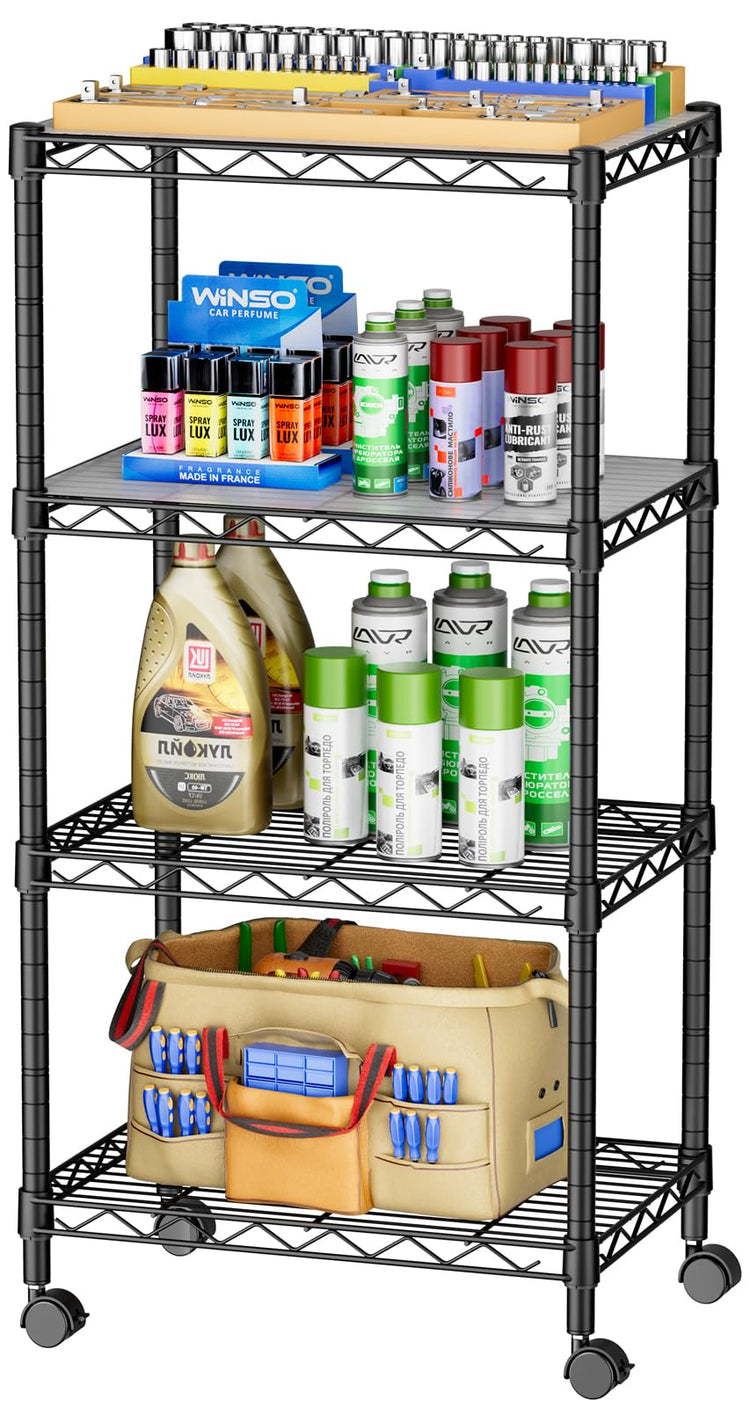 Small Wire 4 Adjustable Shelves Pantry Metal Shelf Floor Organizer