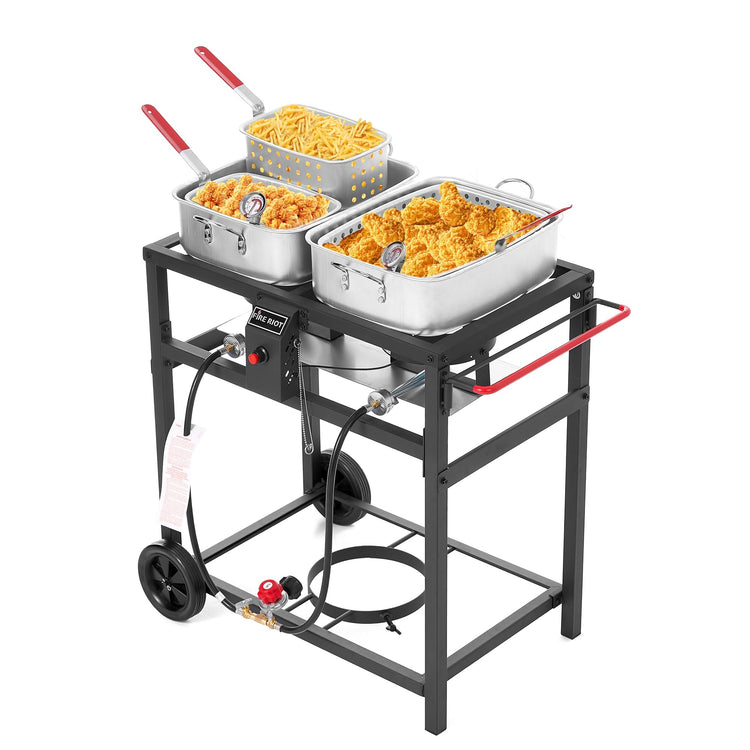 Deep Fryer with Double Burner Propane Stove Outdoor