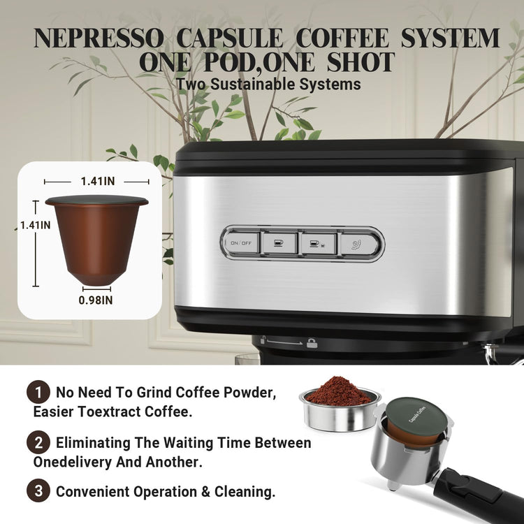 20 Bar Espresso Machine with Milk Frother Steam