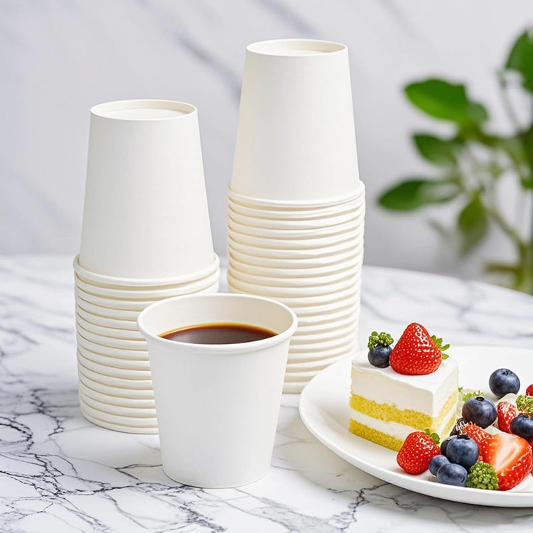 Disposable Cups, 200 Pack 8 Oz Paper Cups, Disposable Coffee Cups 8 Oz, Hot Cups Tea Cups Water Cups for Home Office Travel Party