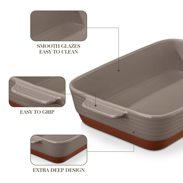 Large 9x13 Ceramic Baking Dish with Handles