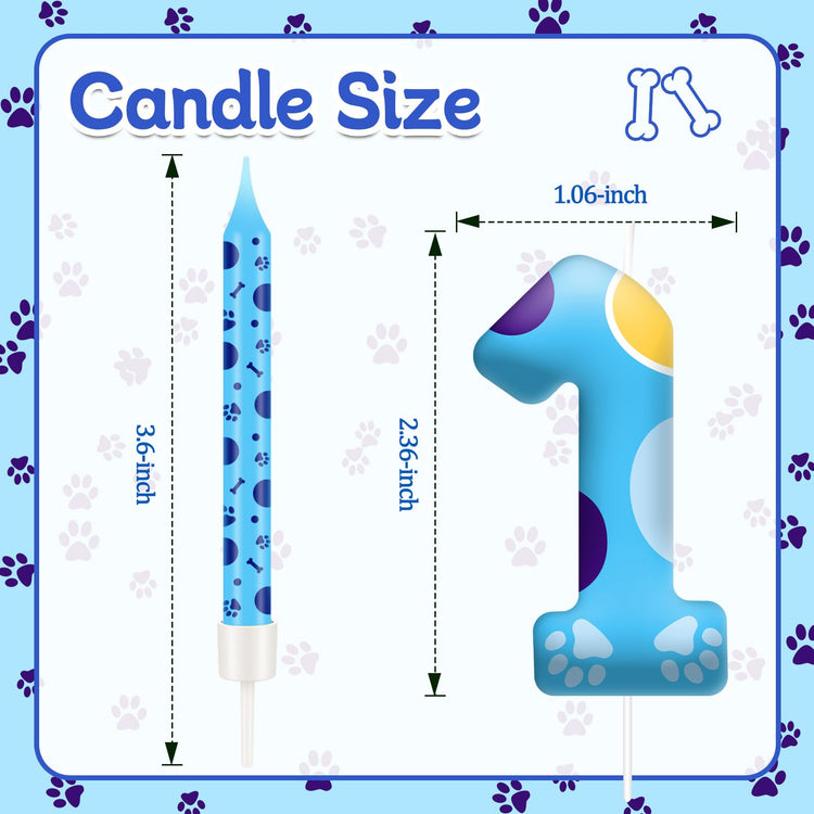 13PCS Blue Dog Paw Birthday Candles Set Cake Topper Numeral Birthday Candles for Boy Girl Dog Paw Decoration (13 Count)