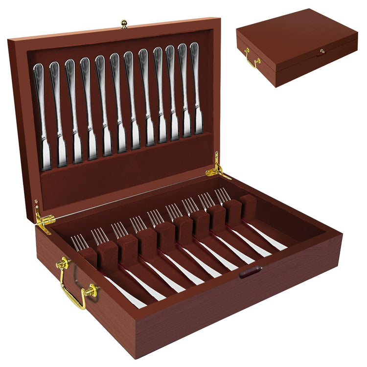 Silverware Storage Box Solid Wood with Lid