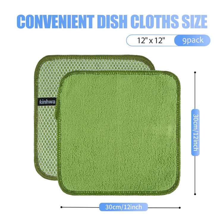 Dish Cloths for Washing Dishes with Scrub Side (9 Count)