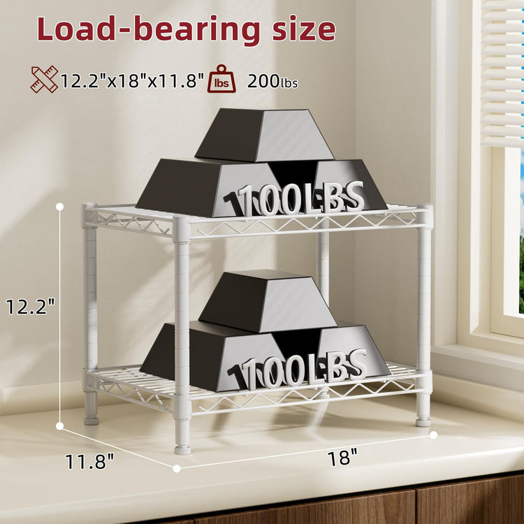 Small Wire 2 Shelves Pantry Metal Shelf Floor Organizer Under Desk
