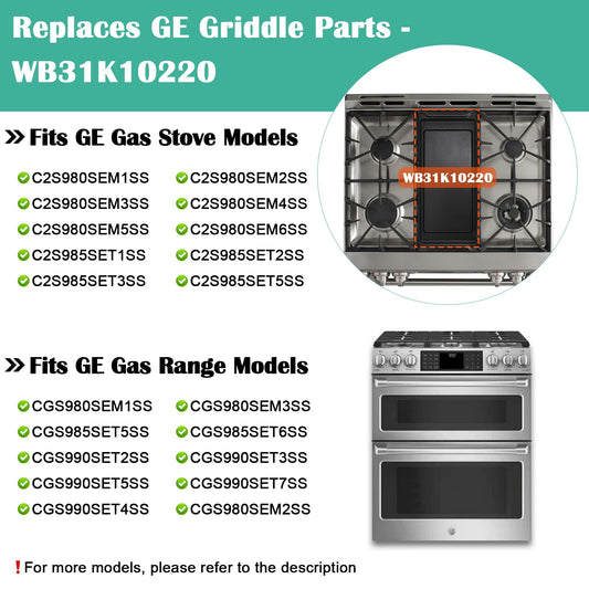 WB31K10220 Cast Iron Griddle Replacement for GE Gas Stove Top and Gas Range