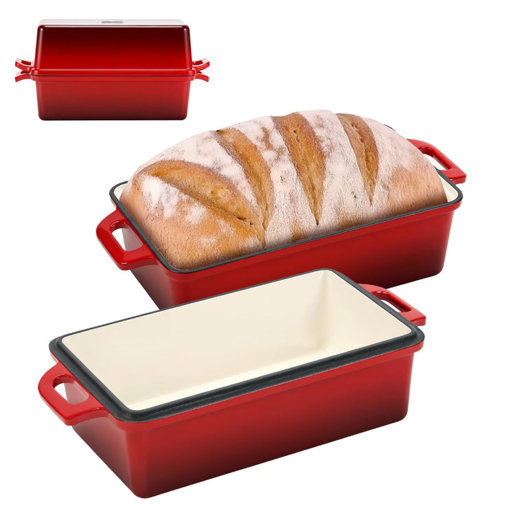 9x5 Inch Enameled Cast Iron Bread Loaf Pan with Lid