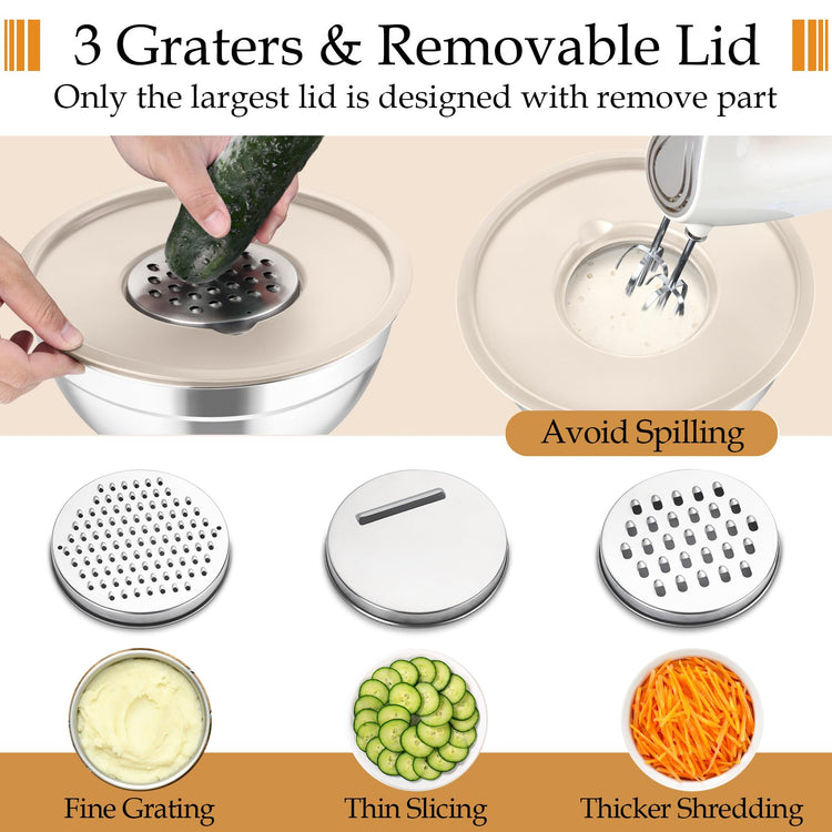 Mixing Bowls Stainless Steel Nesting Salad Bowls Set (6 Count)