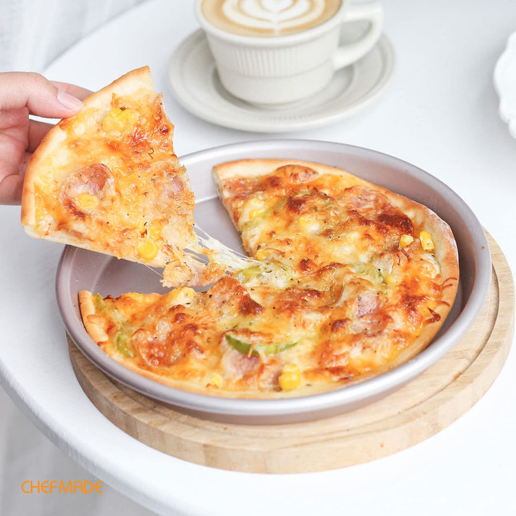 Pizza Pan, 8-Inch Non-Stick Pancake Bakeware for Oven Baking (Champagne Gold)