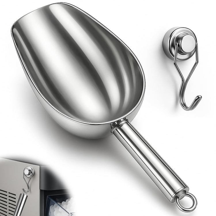 Stainless Steel Ice Scoop for Freezer with Magnetic Hook