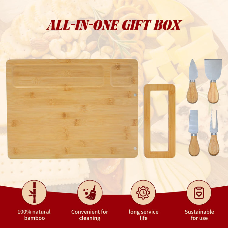 Bamboo Charcuterie Boards Cheese Board Knife Set