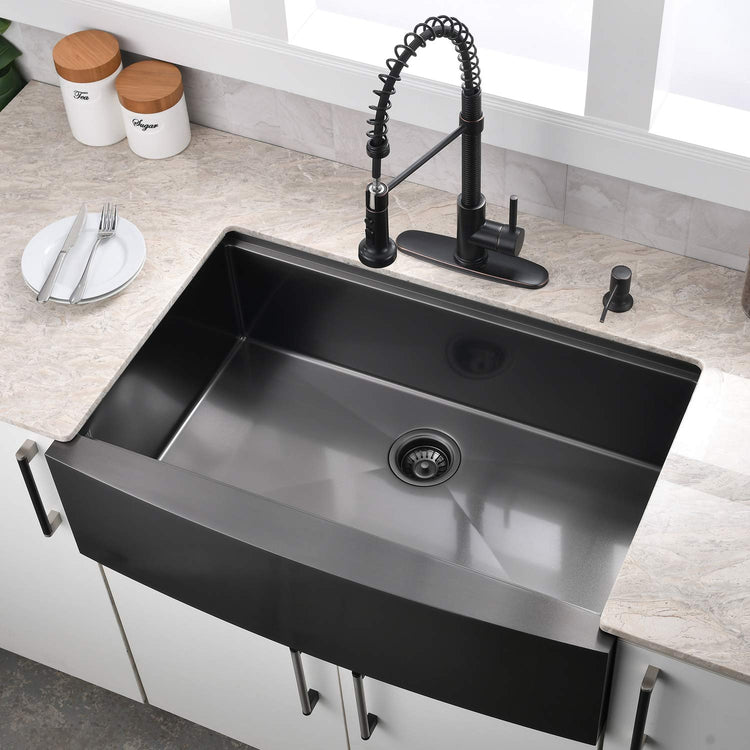 33 Inch Black Farmhouse Sink Workstation