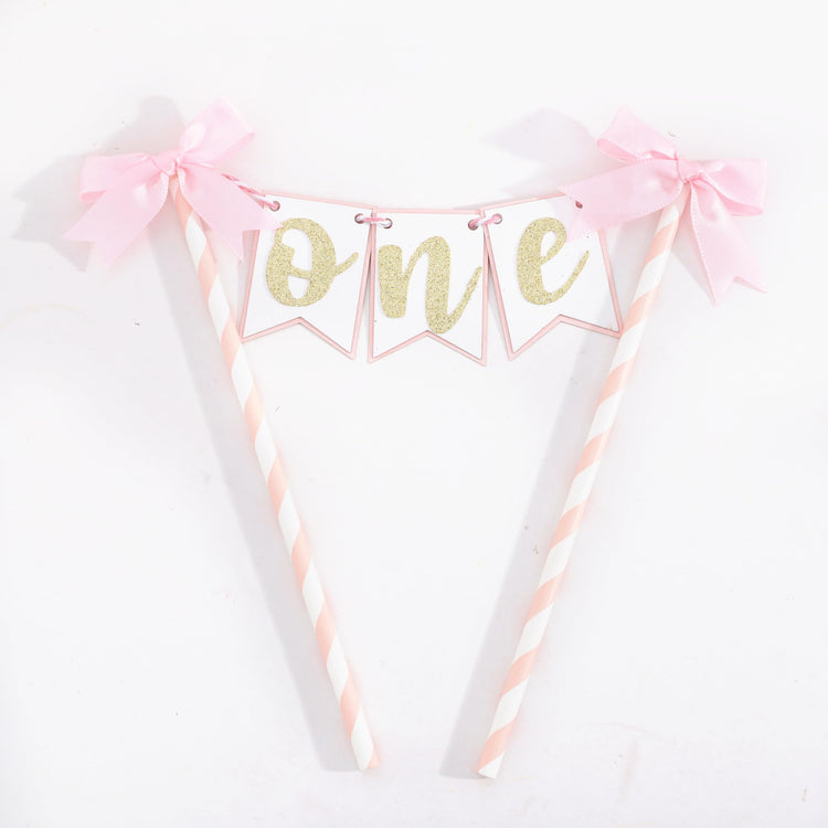 Pink Bow Ribbon Cake Topper