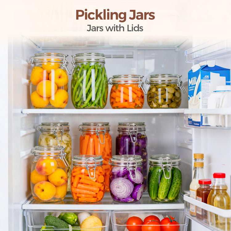Round Glass Jars with Airtight Lids 25 oz 6 Pack Pickling (6 Count)