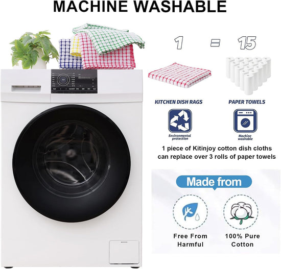 Kitinjoy Cotton 6 Pack Terry Kitchen Towels, 16 x 25 Inches Super Soft and Absorbent Dish Towels, Quick Drying Hand Towels for Kitchen Drying, Multiple Colour - Nestoria