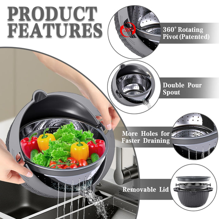 4 1 Colander with Lid Set