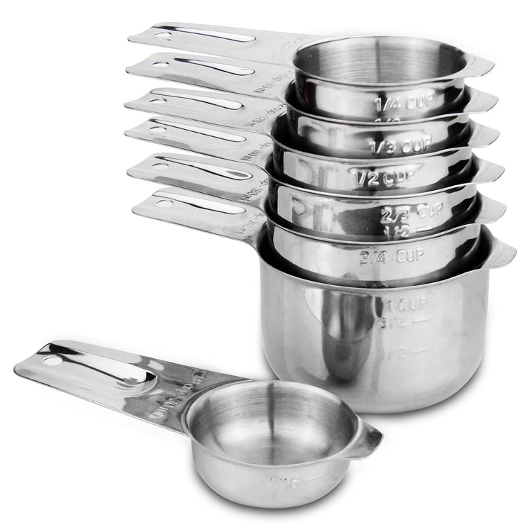 7-Piece 18/8 Stainless Steel Measuring Cups Set, Silver