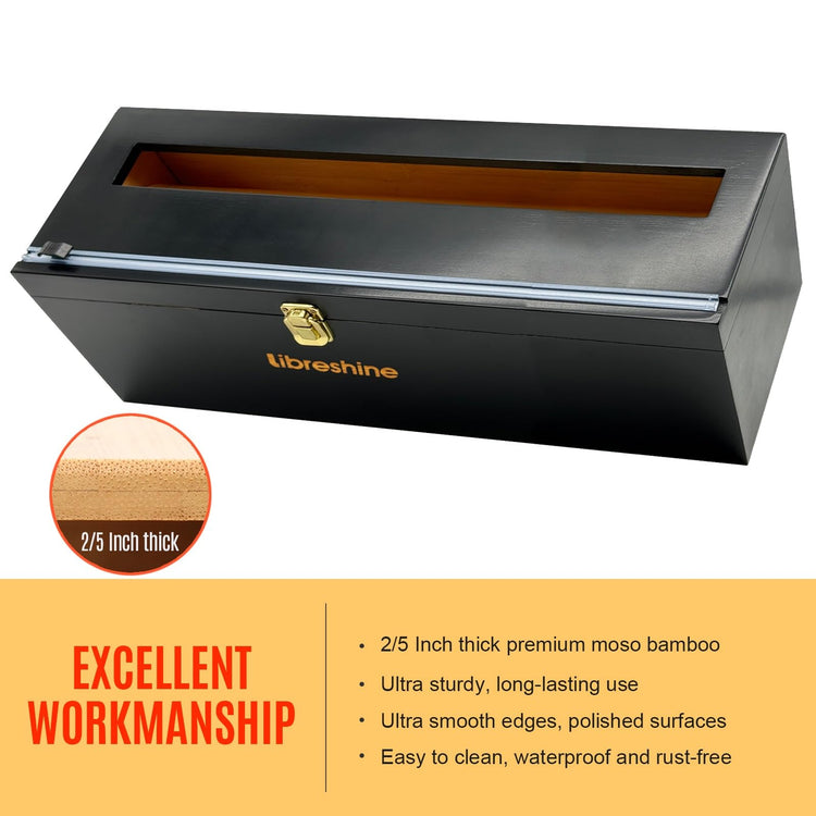 Black 18 Inch Commercial Plastic Wrap Dispenser with Cutter