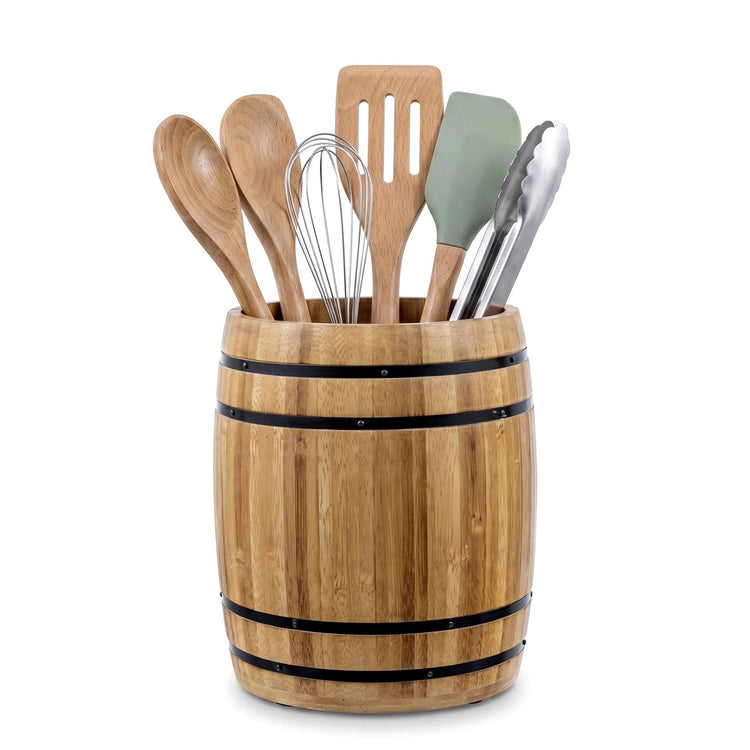Wine Barrel Design Kitchen Utensil Crock