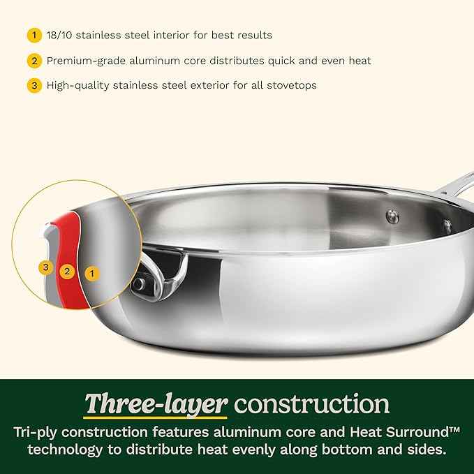 Cuisinart PureClad™ Triple Ply Stainless Steel 5.5 Qt. Saute Pan w/Cover