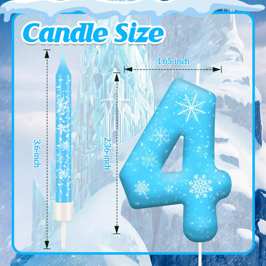 13PCS Snowflake Themed Birthday Candles Number 4 Set (13 Count)