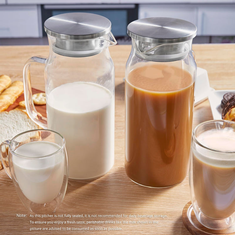 2 Liter 68 oz Glass Pitcher with Lid and Handle