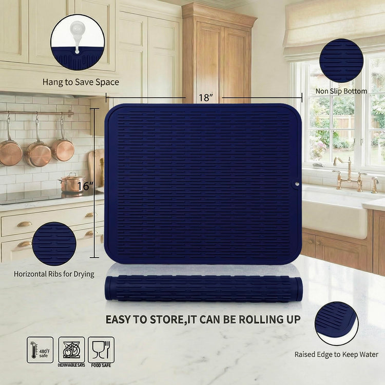 Silicone Dish Drying Mat for Multiple Usage