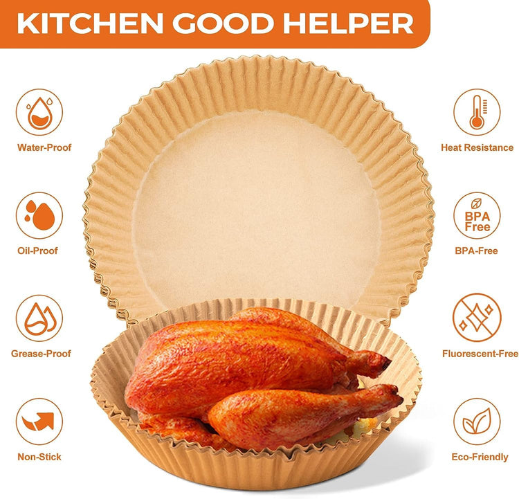 125Pcs 6.5inch Round Air Fryer Liners Disposable for 3 (125 Count)