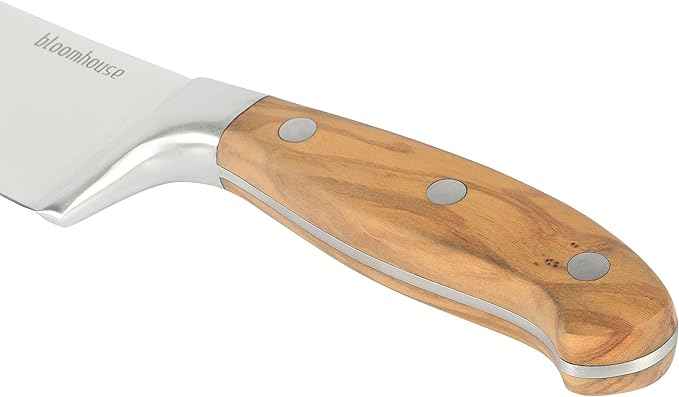 Bloomhouse - Two Time Oprah's Favorite Things Winner - 8-Inch Chef's Knife – German Stainless Steel Blade with Forged Italian Olive Wood Handle, Full Tang Kitchen Knife for Slicing, Dicing & Chopping