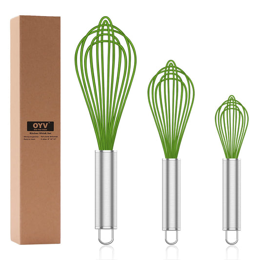 Green Silicone Whisk Set of 3