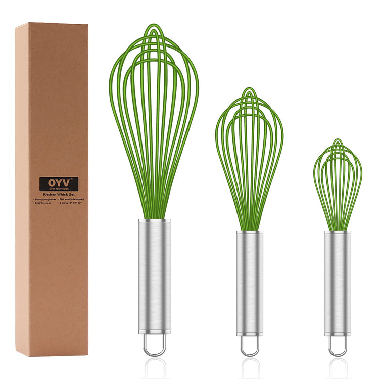 Green Silicone Whisk Set of 3