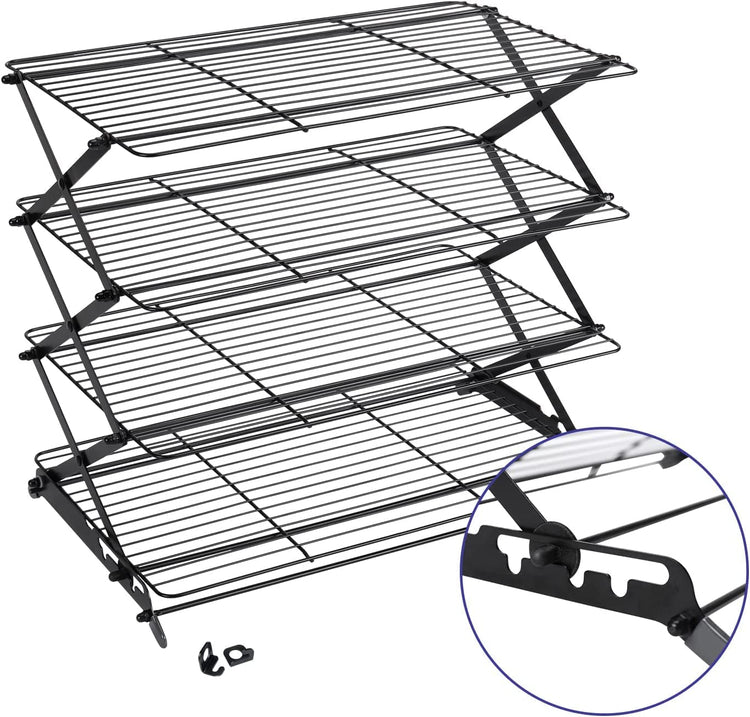 2/3/4-Tier Upgraded Collapsible Cooling Rack with Adjustable 3 Setting Design Stackable Roasting Cooking Drying Wire Cooling Rack for Cookies Baking Gifts for Women