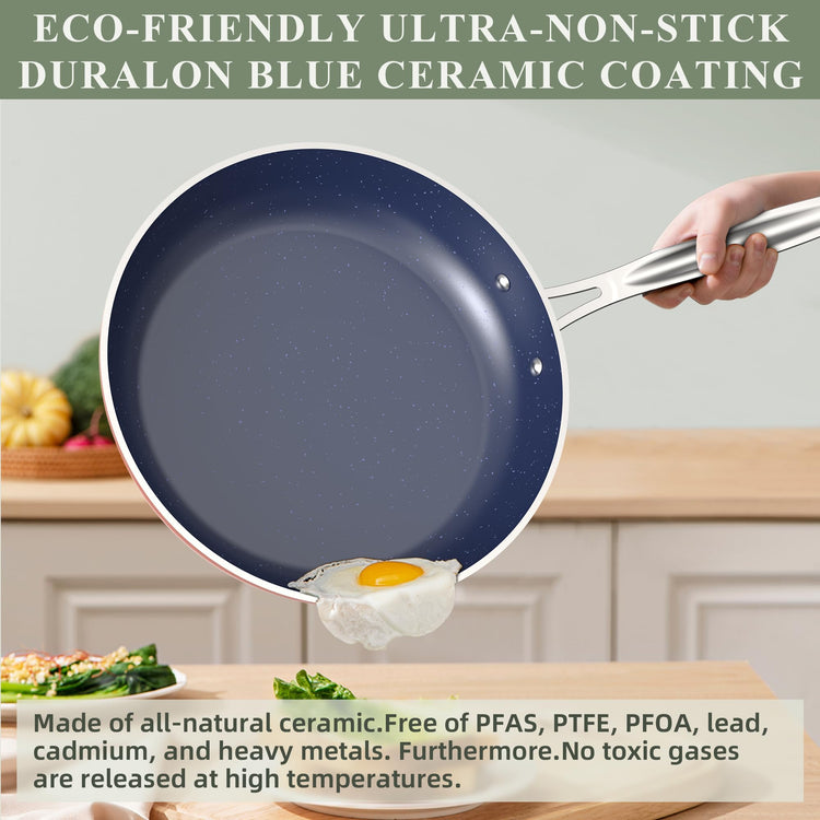 Healthy Duralon Blue Ceramic Nonstick Cookware Set
