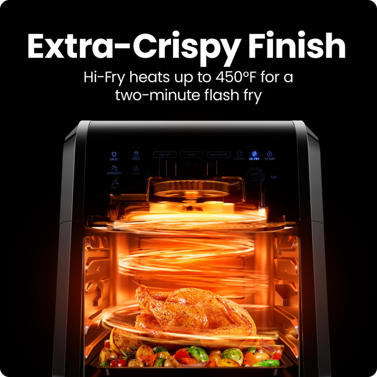 12-Quart 5-in-1 Air Fryer Oven with Digital Timer, Touchscreen, and 12 Presets - Family Size Countertop Convection Oven, Dishwasher-Safe Parts