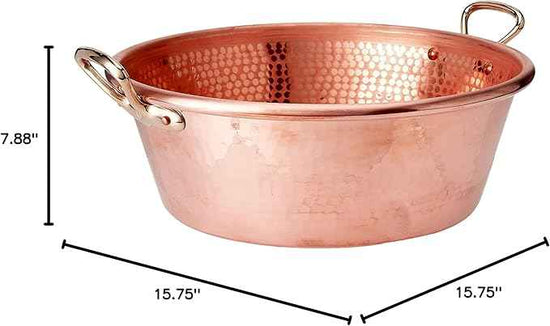 Mauviel M'Passion 1.2 mm Hammered Copper Jam Pan With Brass Handles, 14.4-qt, Made In France