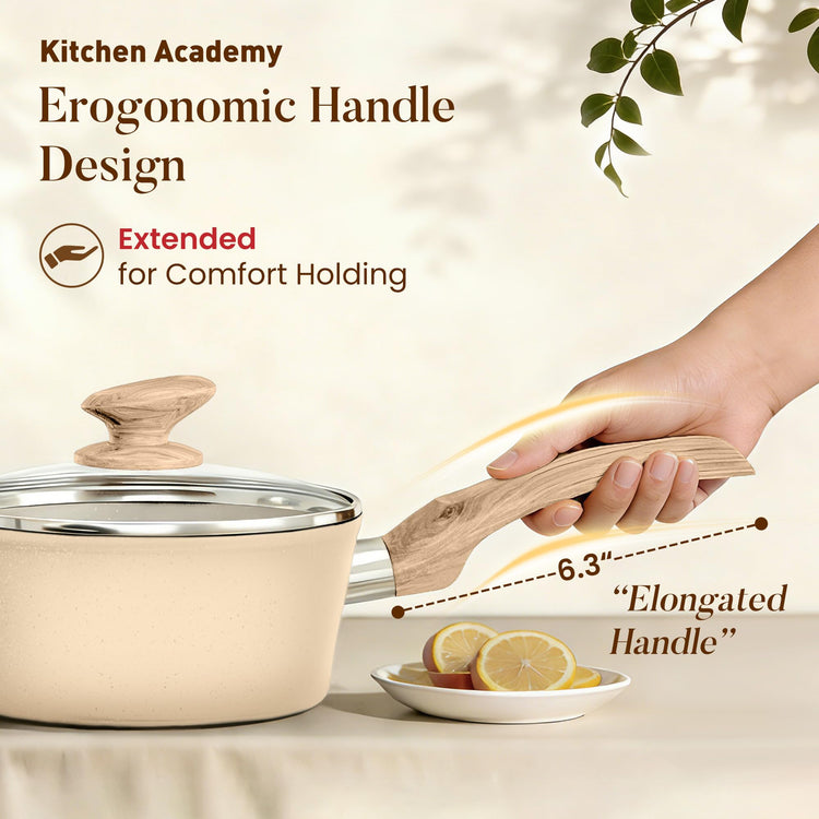 Beige Pots and Pans Set Non Stick