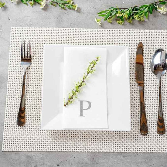 Luxenap 15.8 X 7.9 Inch Linen-Feel Guest Towels, 2000 Lettered Hand Towels - Silver Letter 'P', Sans Serif Font, White Paper Dinner Napkins, airlaid, For Restrooms And Tables - Restaurantware