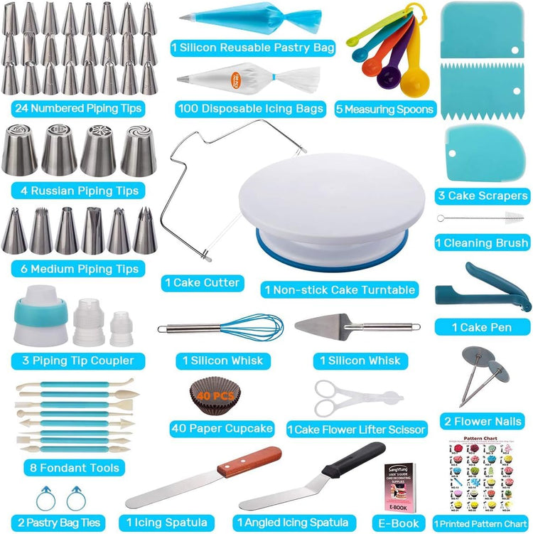 207 Pcs Cake Decorating supplies Kit for Beginners Cake Turntable