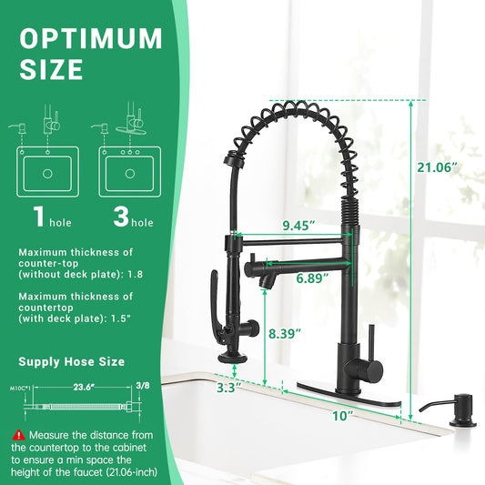 Commercial Pull Down Kitchen Sink Faucet with Sprayer Matte Black
