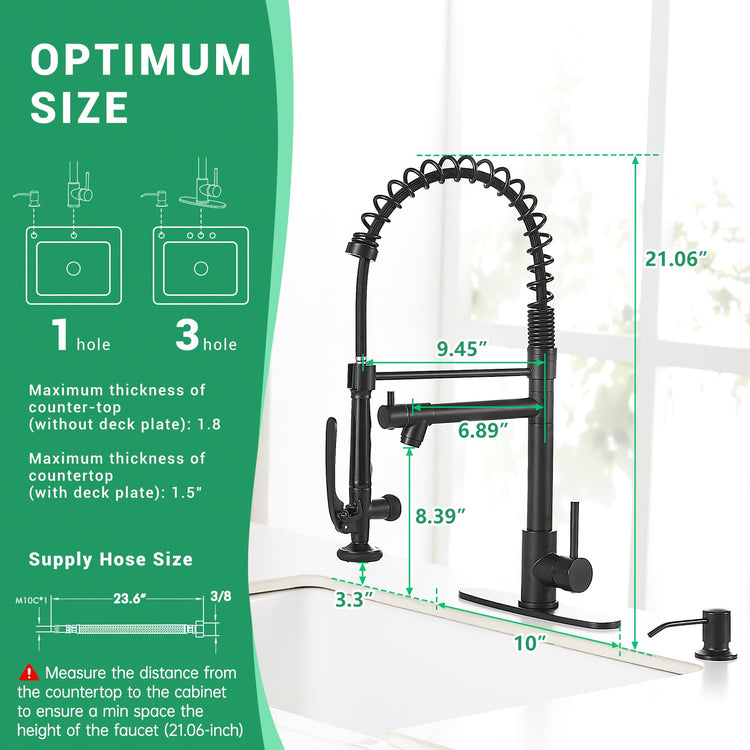Commercial Pull Down Kitchen Sink Faucet with Sprayer Matte Black
