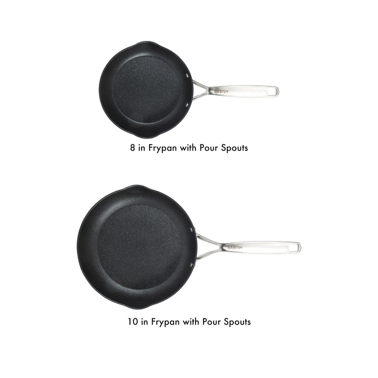 2 Piece 8 and 10 Inch Fry Pan Hard Anodized Laser Titanium Forever Non Stick Technology Durable Frying Pans Set (2 Count)