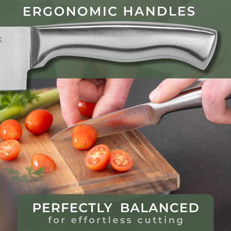 Knife Set 7pcs Kitchen Knife Set with Block and Integrated Sharpener (7 Count)