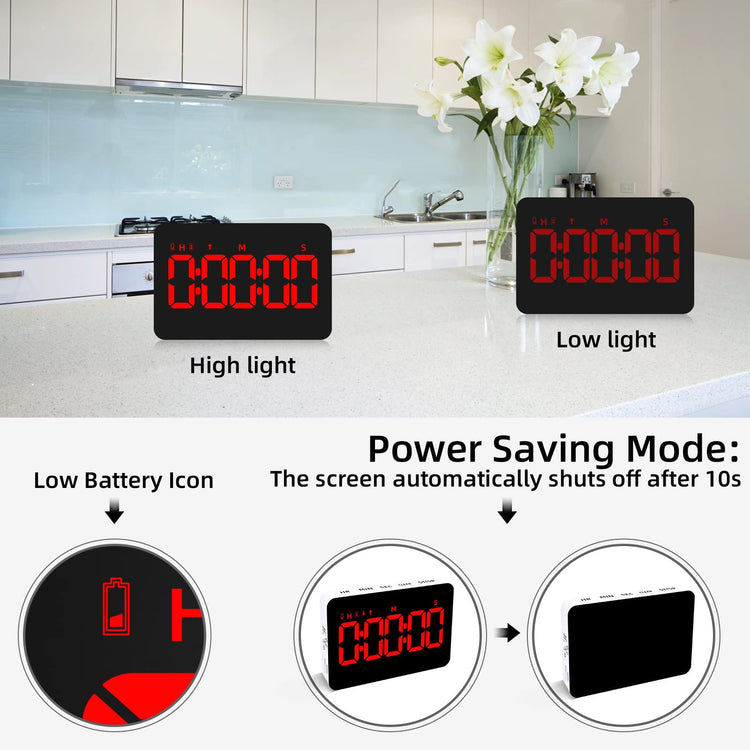 Digital Timer Kitchen Timer Count Down Up Rechargeable Kitchen Gadgets Vibration Mode Adjustable Volume and Brightness LED Display Time Management for Cook